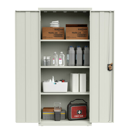 Hirsh Welded Steel Storage Cabinet with 4 Shelves, 15in D x 30in W x 66in H, Light Gray 26148